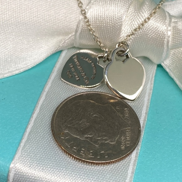 Return to Tiffany Double mini heart tag necklace 925AG  16” - Picture 5 of 7
